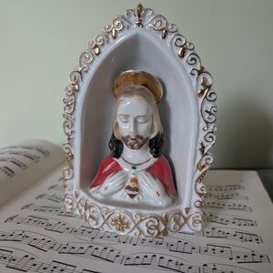 Sacred Heart Jesus Figurine with Gold Accents